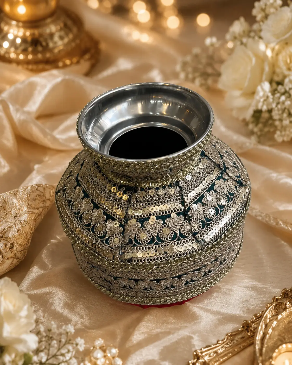 Royal Blue Embroidered Kalash