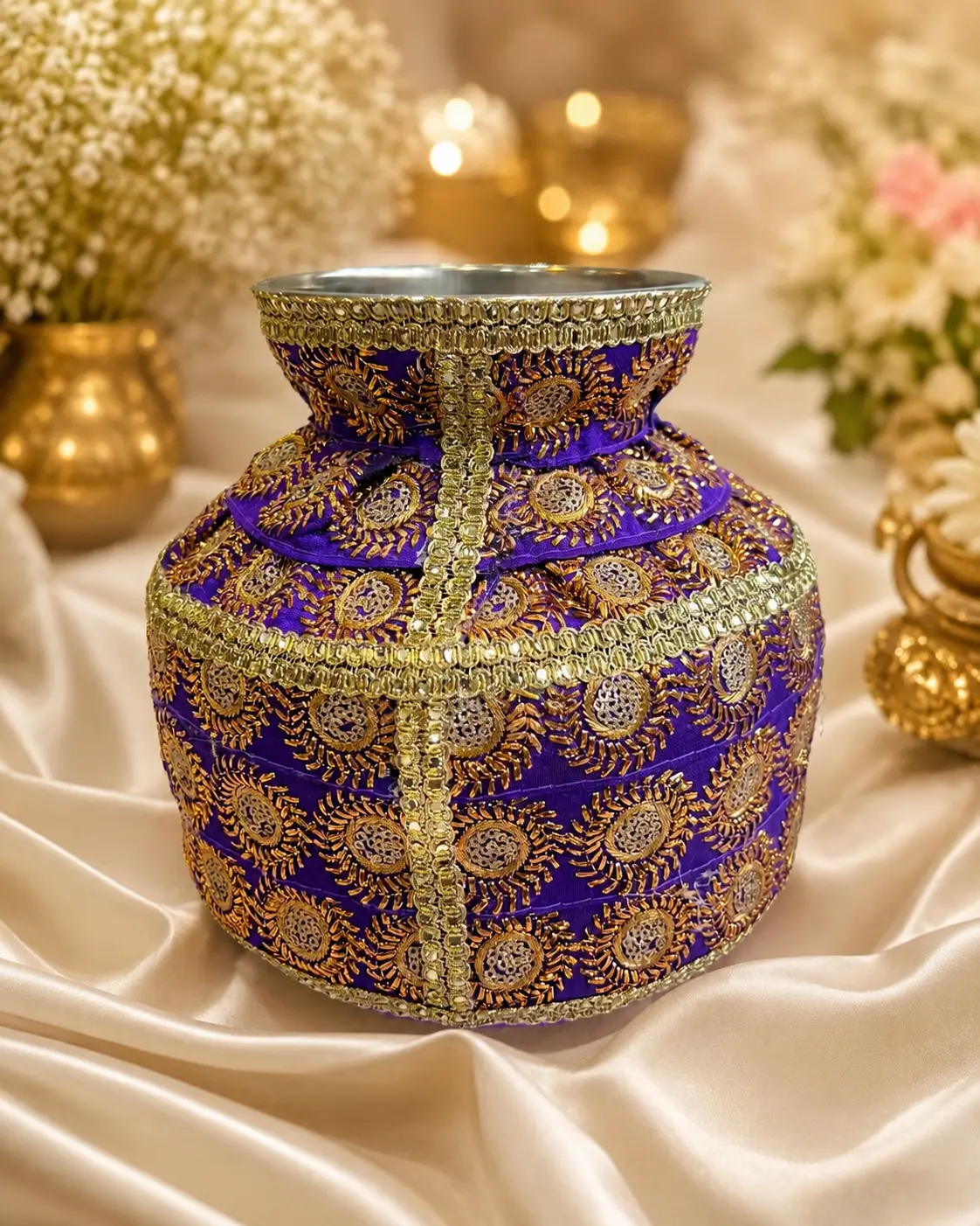 Blue Embroidered Ghroli