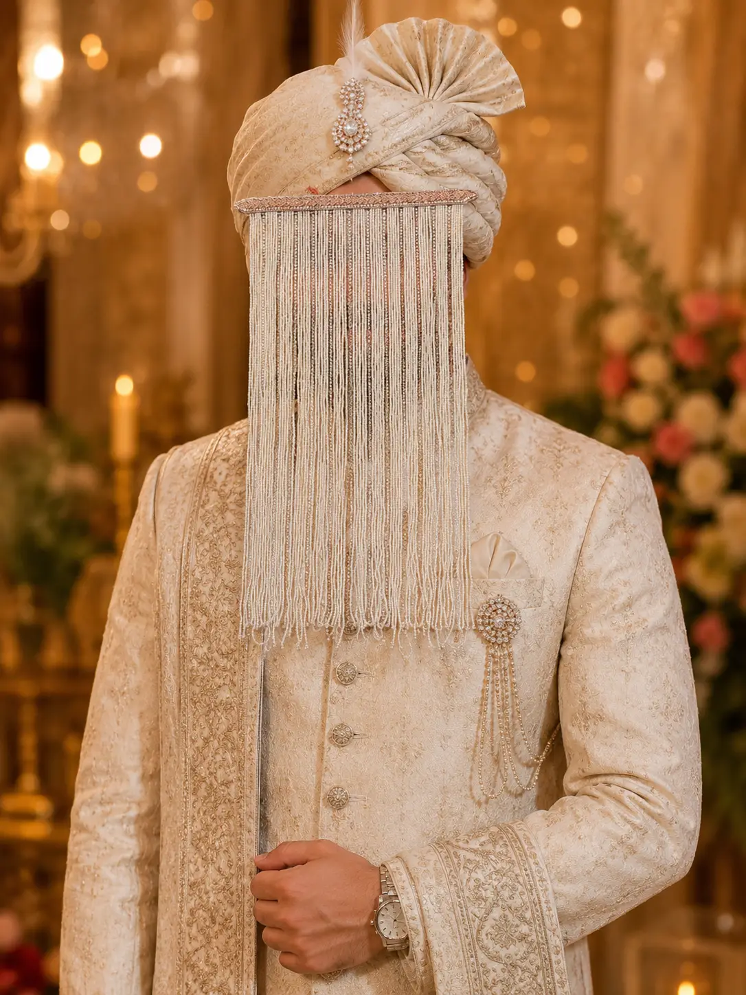 Royal Pearl Beaded Groom Sehra