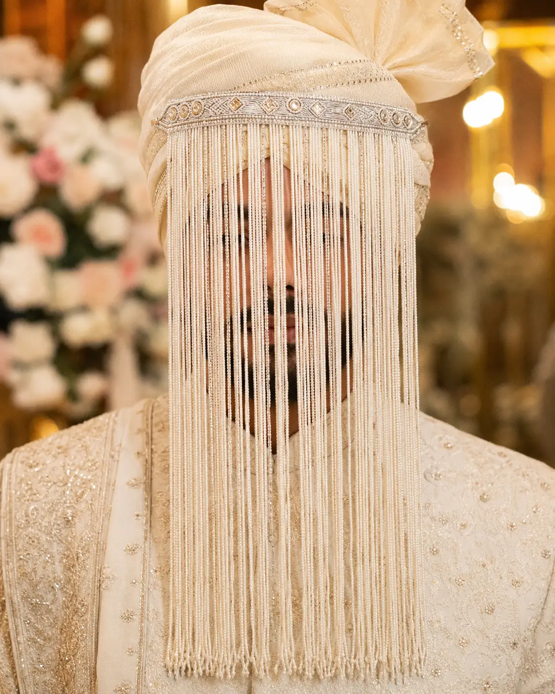 Silver Pearl Groom Sehra