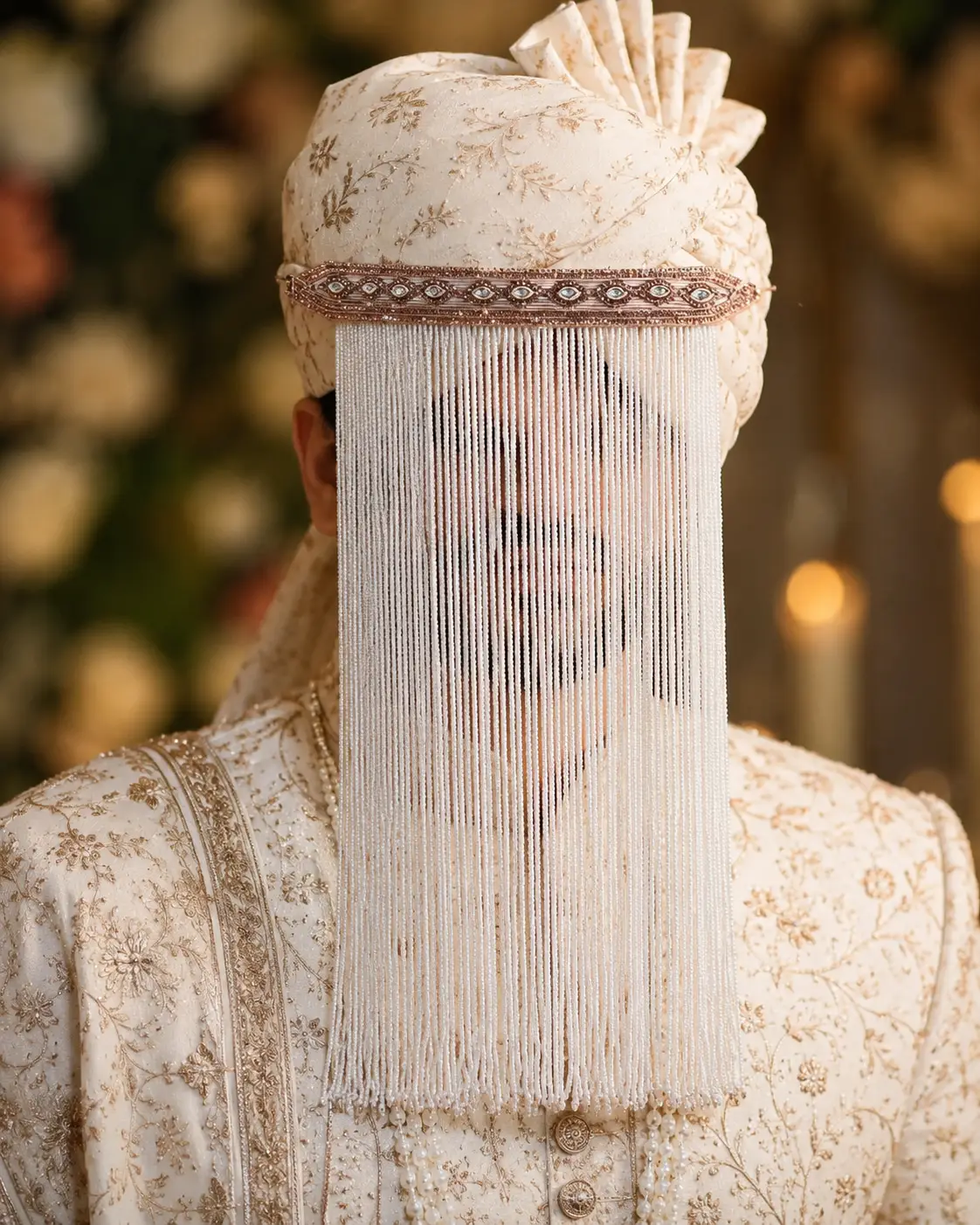 Rose Gold Pearl Groom Sehra