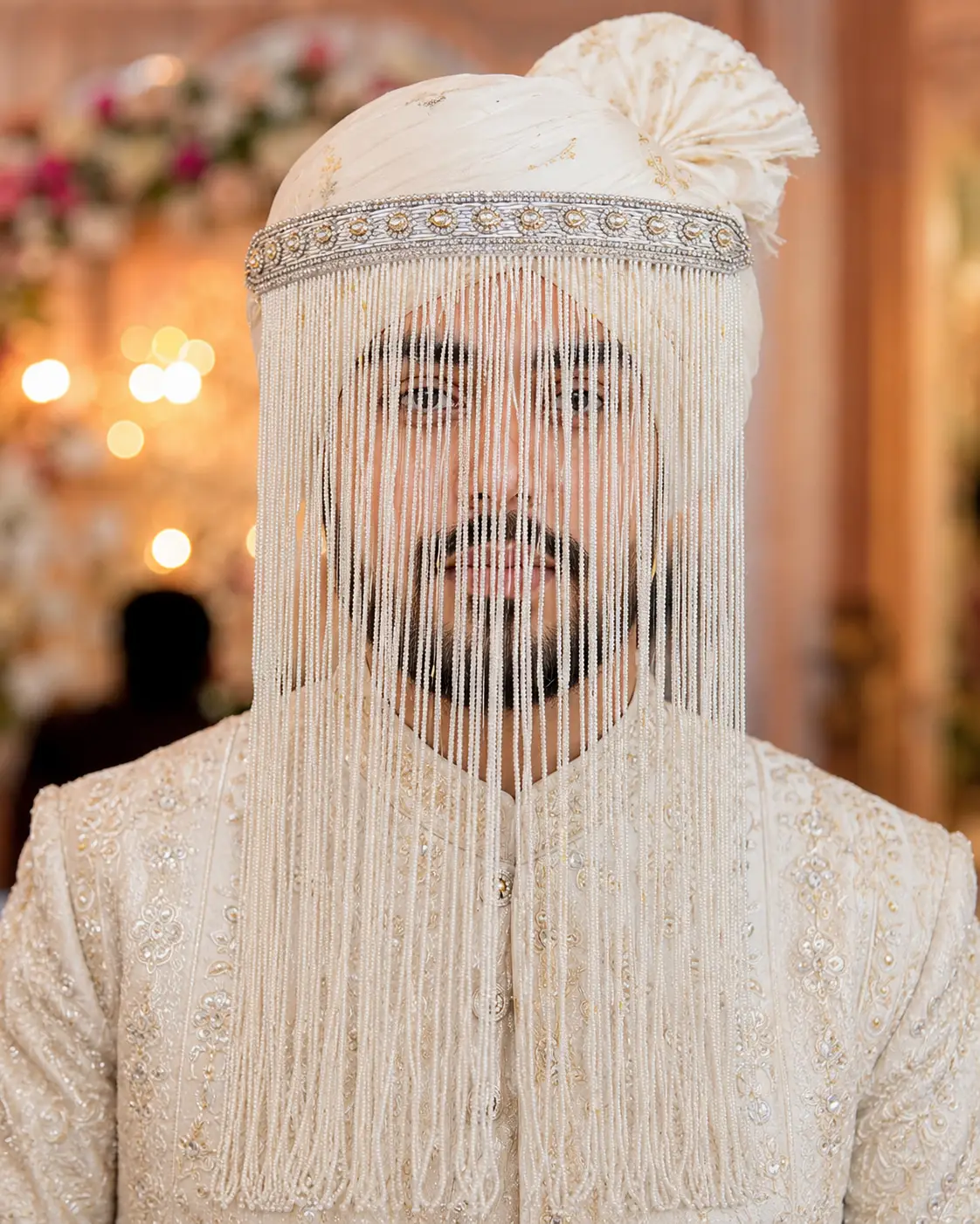 Regal Silver Pearl Groom Sehra