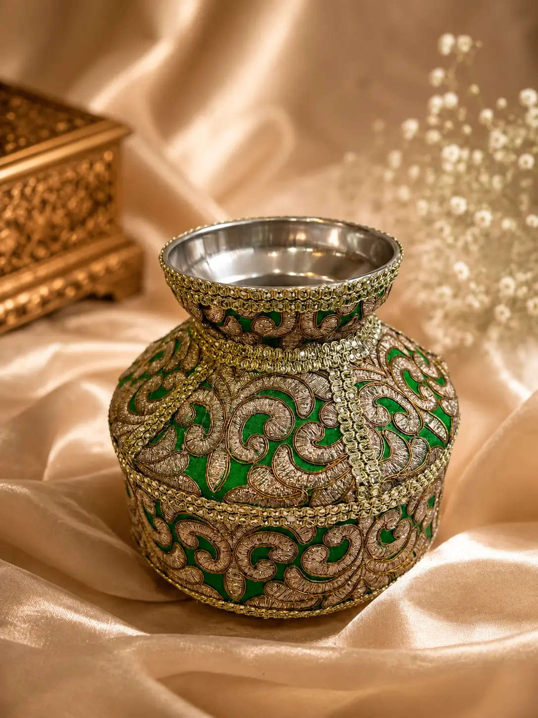 Green Embroidered Ghroli