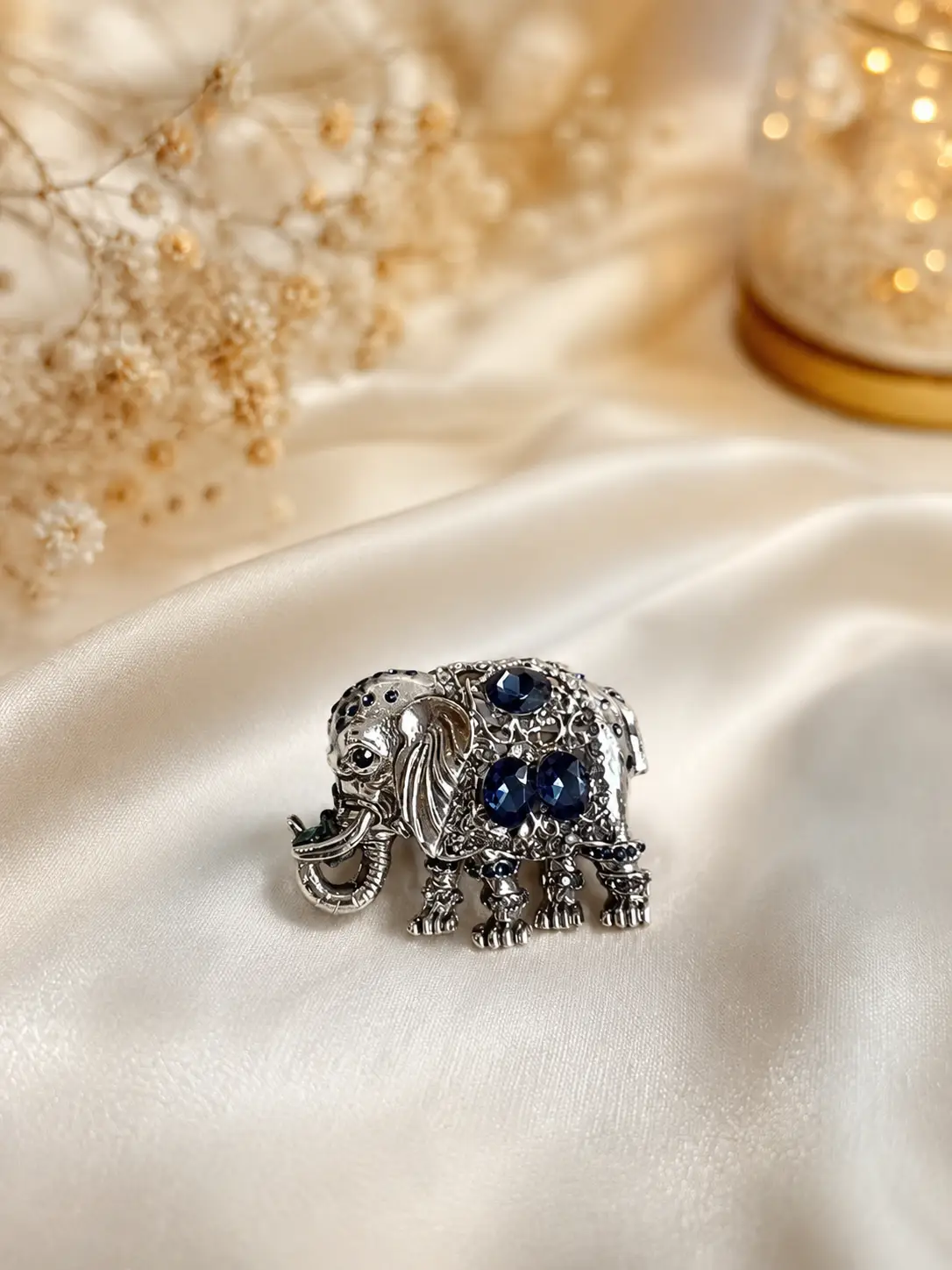 Royal Sapphire Elephant Brooch