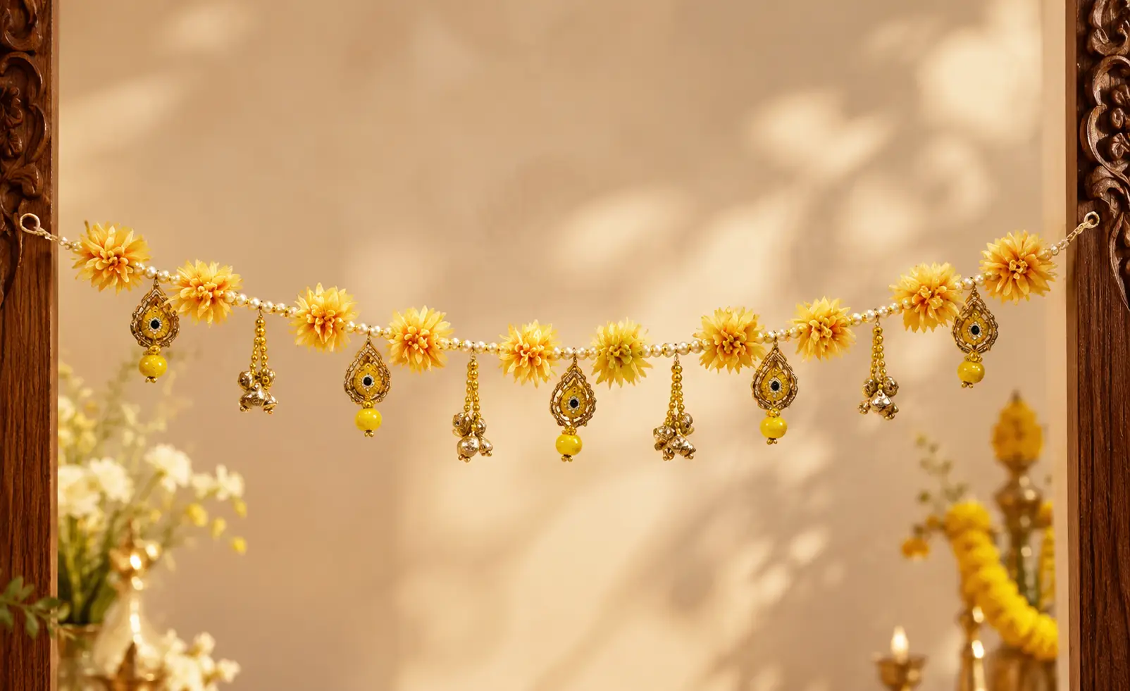 Golden Marigold Floral Door Toran