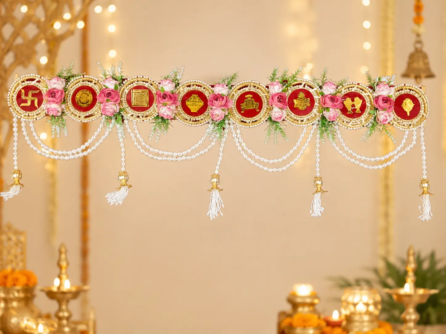 Royal Auspicious Symbol Pearl Toran