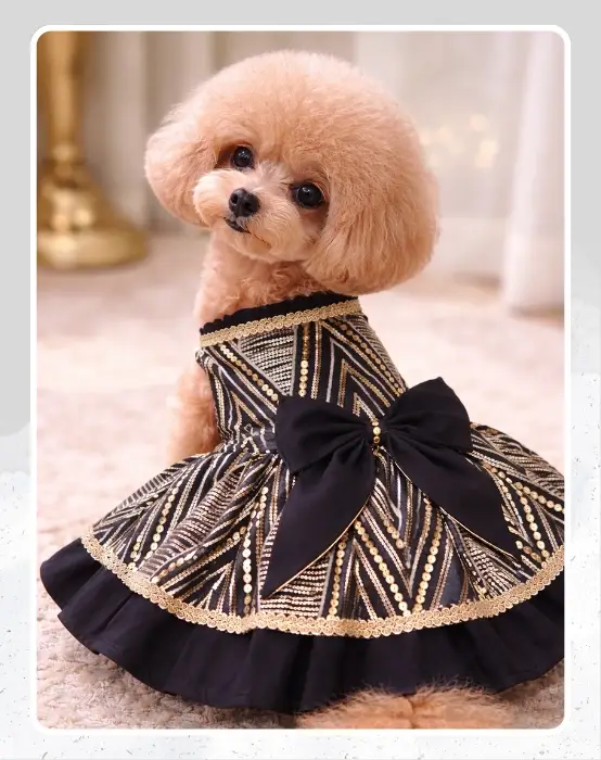 Black & Gold Pet Lehenga Dress