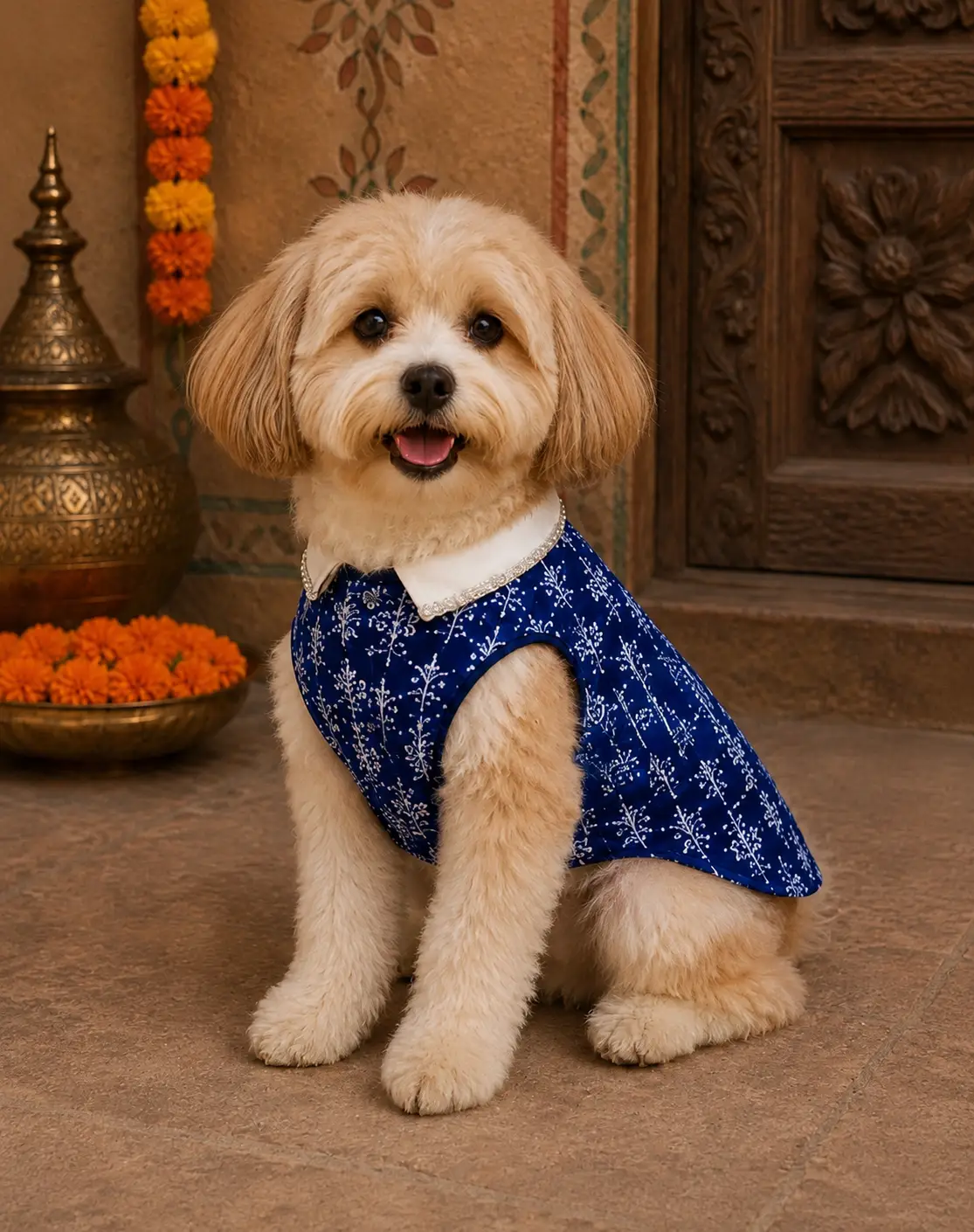 Blue Cotton Ethnic Kurta Sherwani