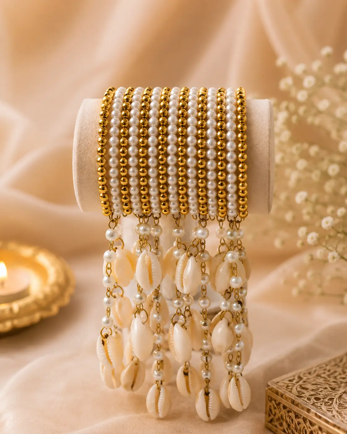 Bangle with shell drop (Pair of 2)