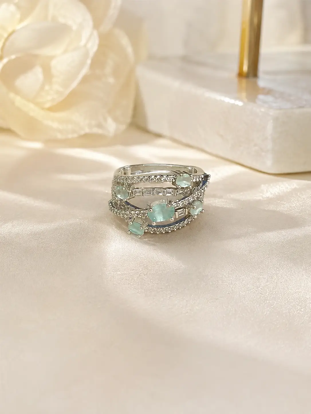Crystal Aqua Statement Ring