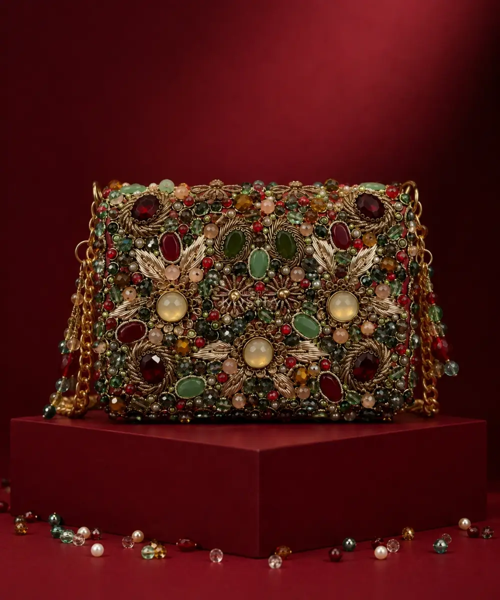 Multicolor Suede Embellished Mini Bag