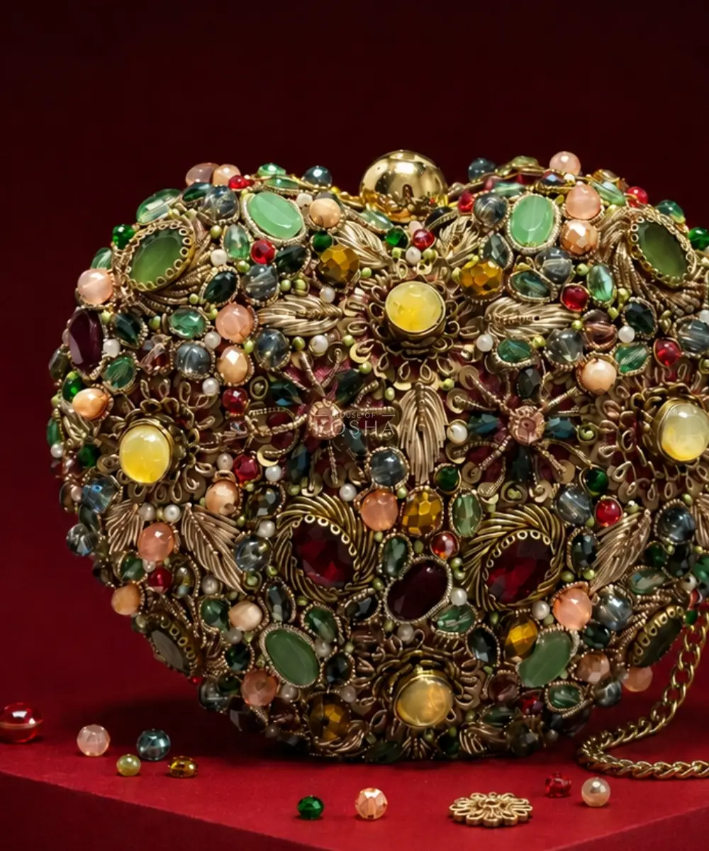 Suede Embellished Heart Bag