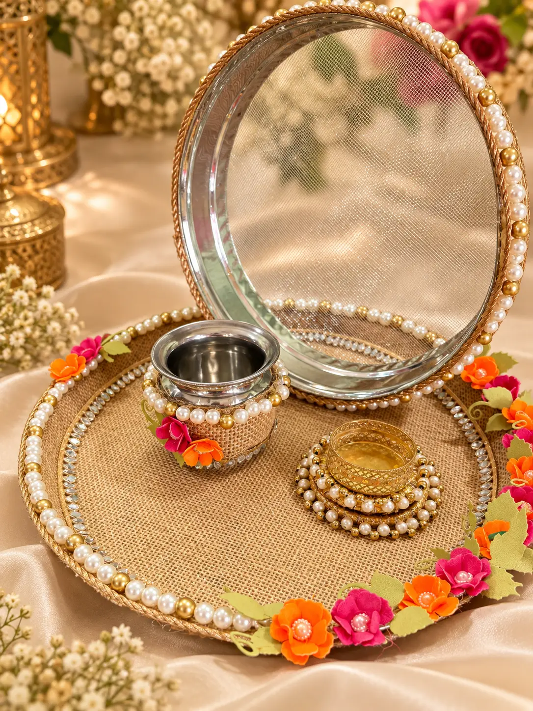 Jute Base Karwa Chauth Set