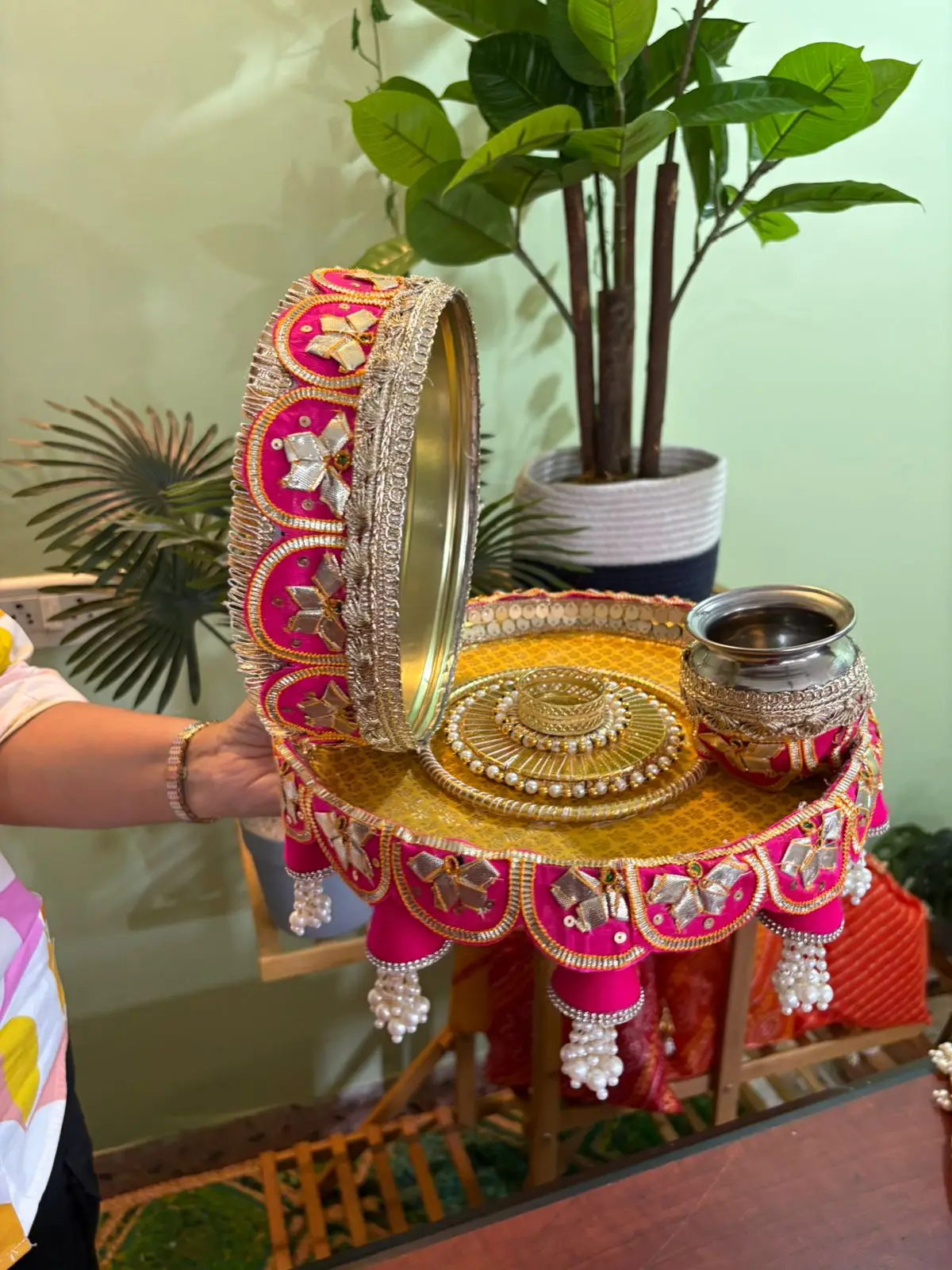 Pink Gota Karwa Set