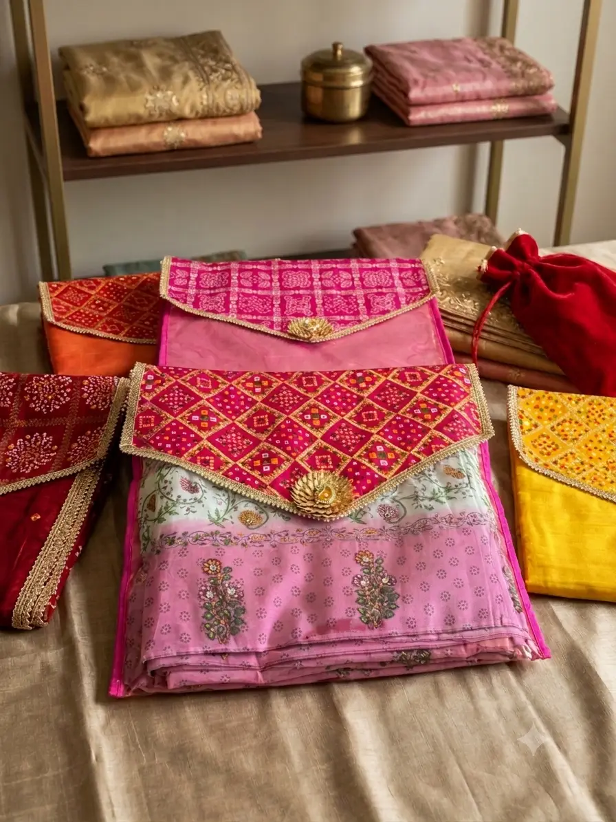 Gharchola Saree Cover with Transparent Front (Pack of 10)