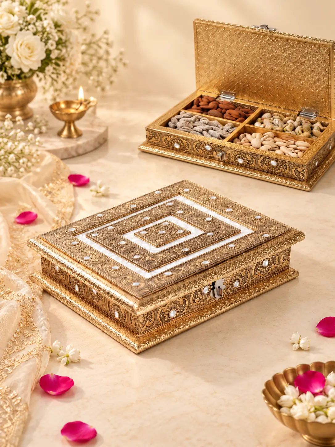 Gold Dry Fruit Tray (Pack Of 25)