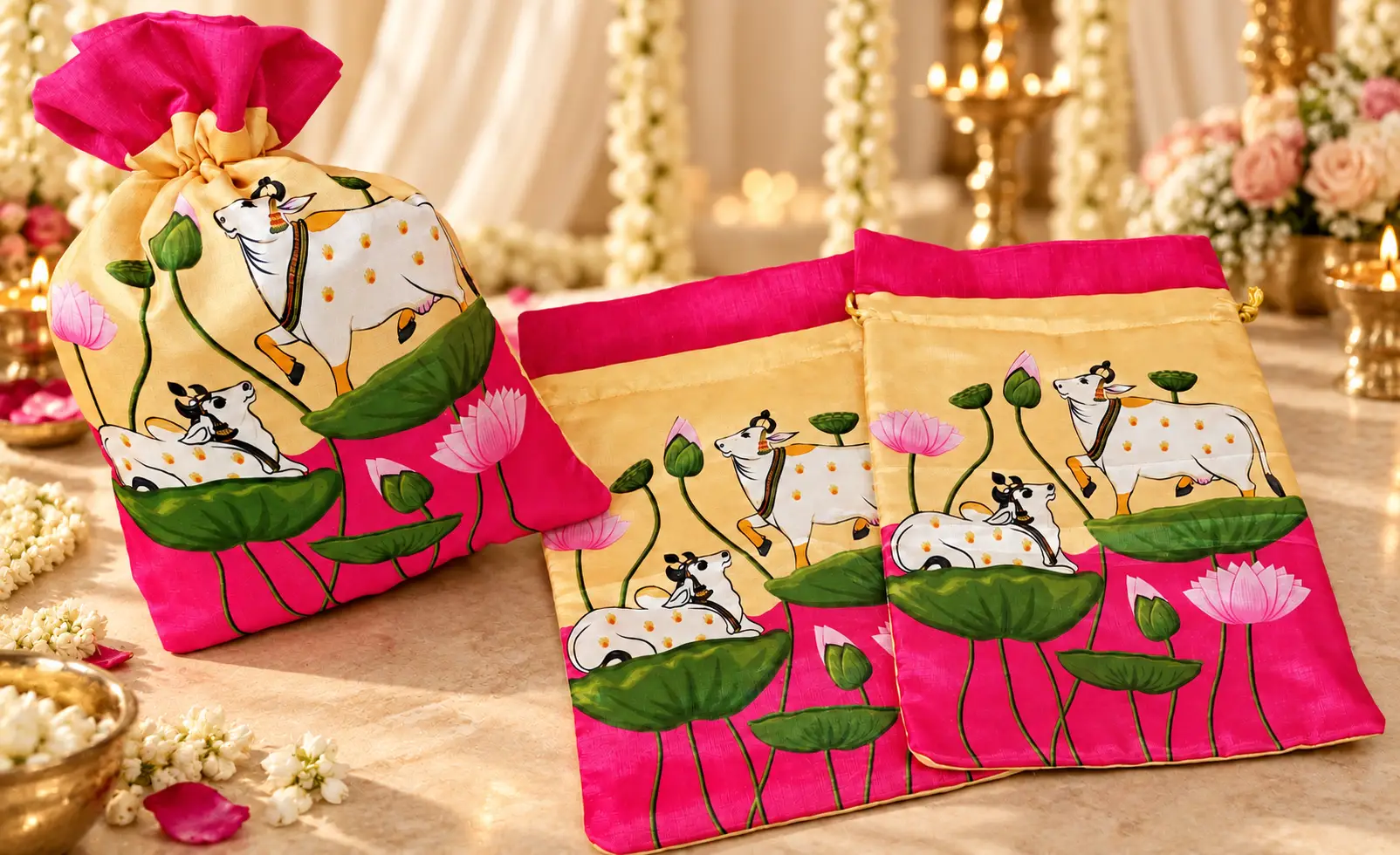 Elegant Printed Potlis (Pack of 10)
