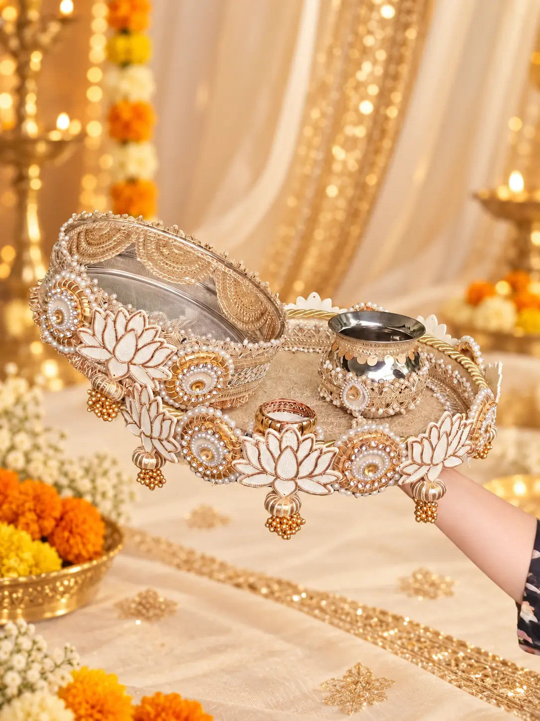 Lotus Pearl Karwa Thali