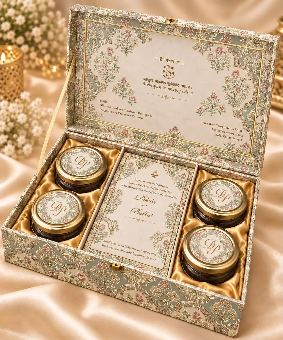 Green Floral Invite Box
