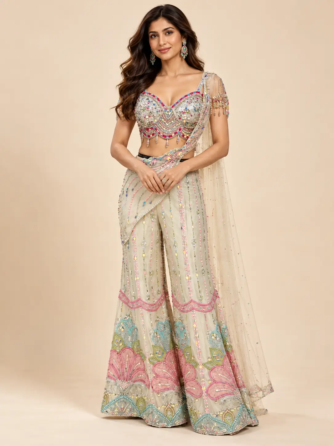 Ivory Pastel Sharara