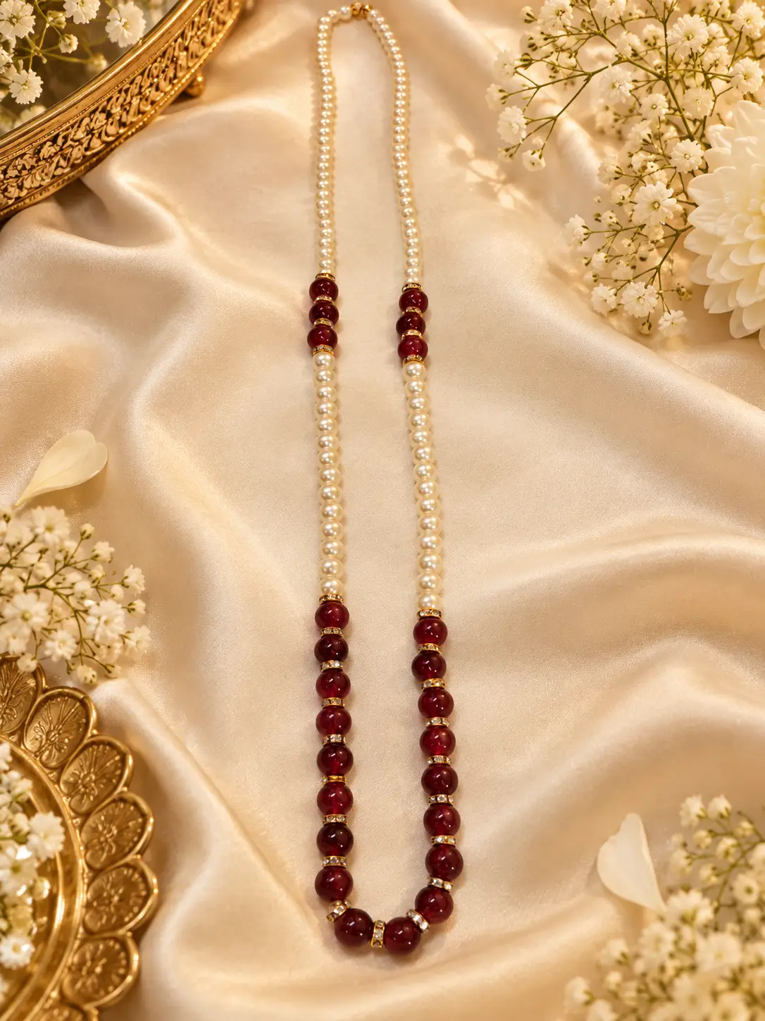 Pearl Ruby Mala (Pack Of 10)