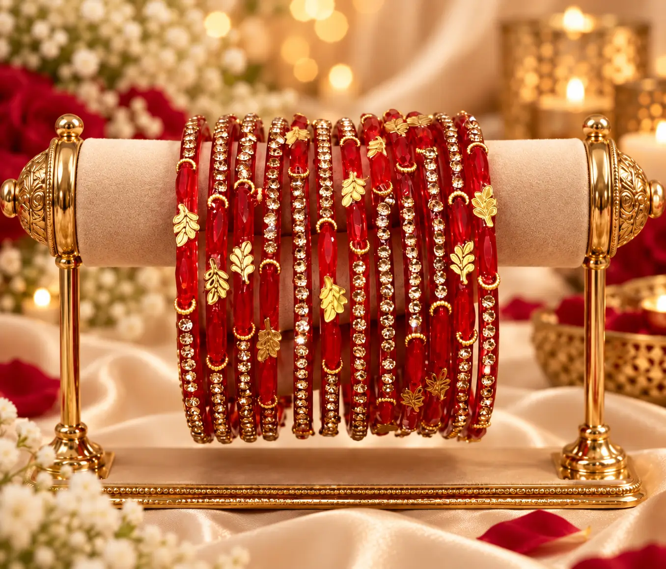 Ruby Leaf Bangles (Pack of 12)