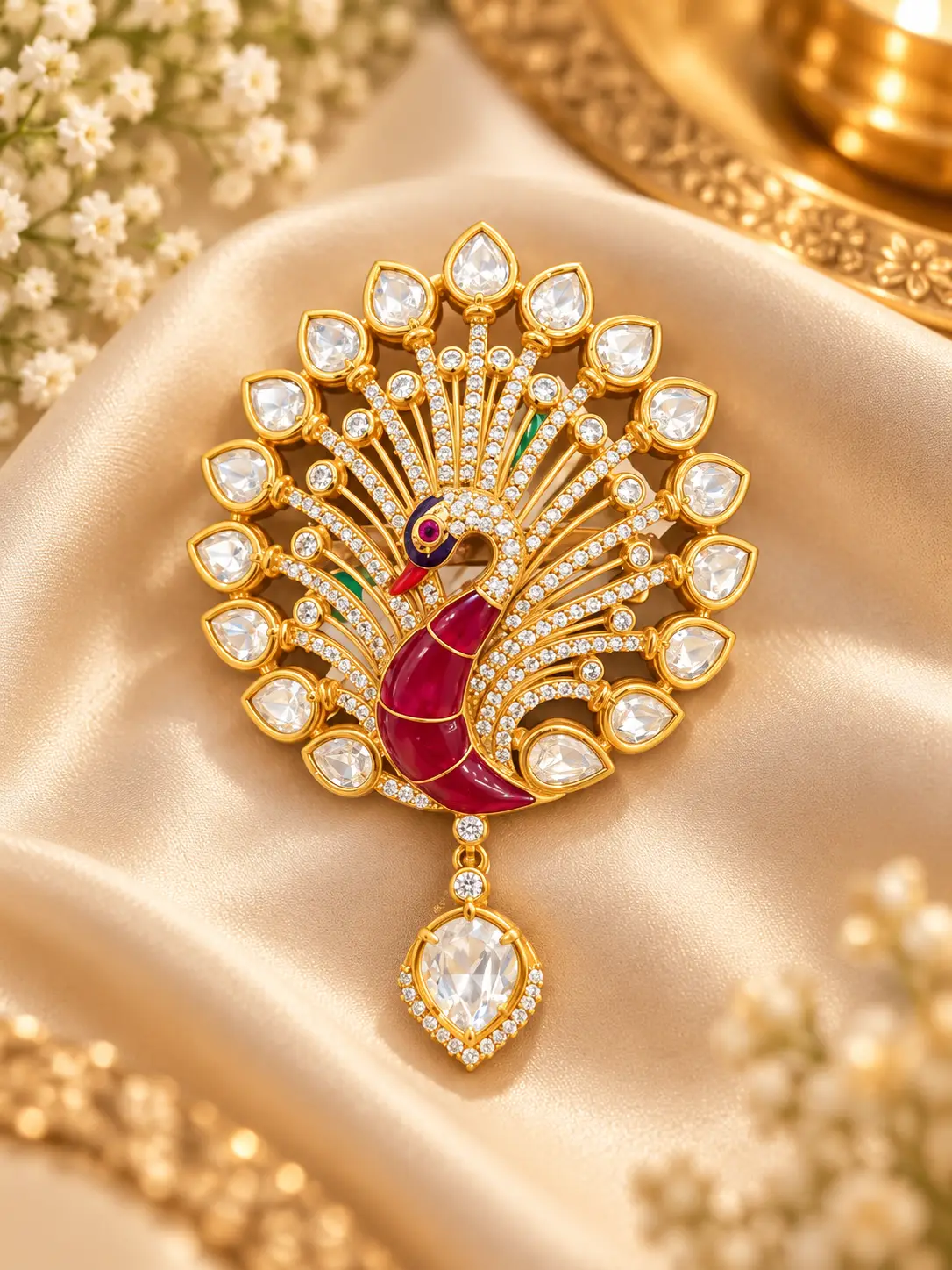 Regal Peacock Brooch