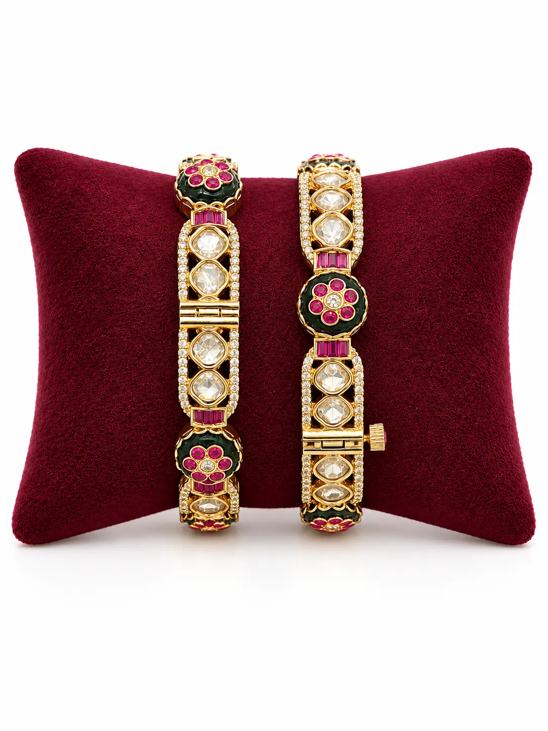 Floral Kundan Kada Pair