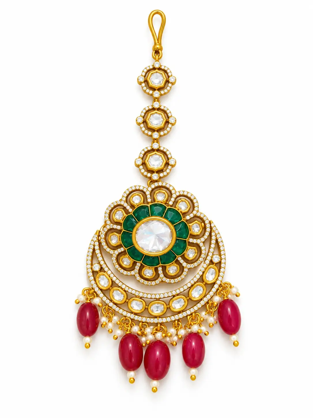 Emerald Ruby Maangtikka
