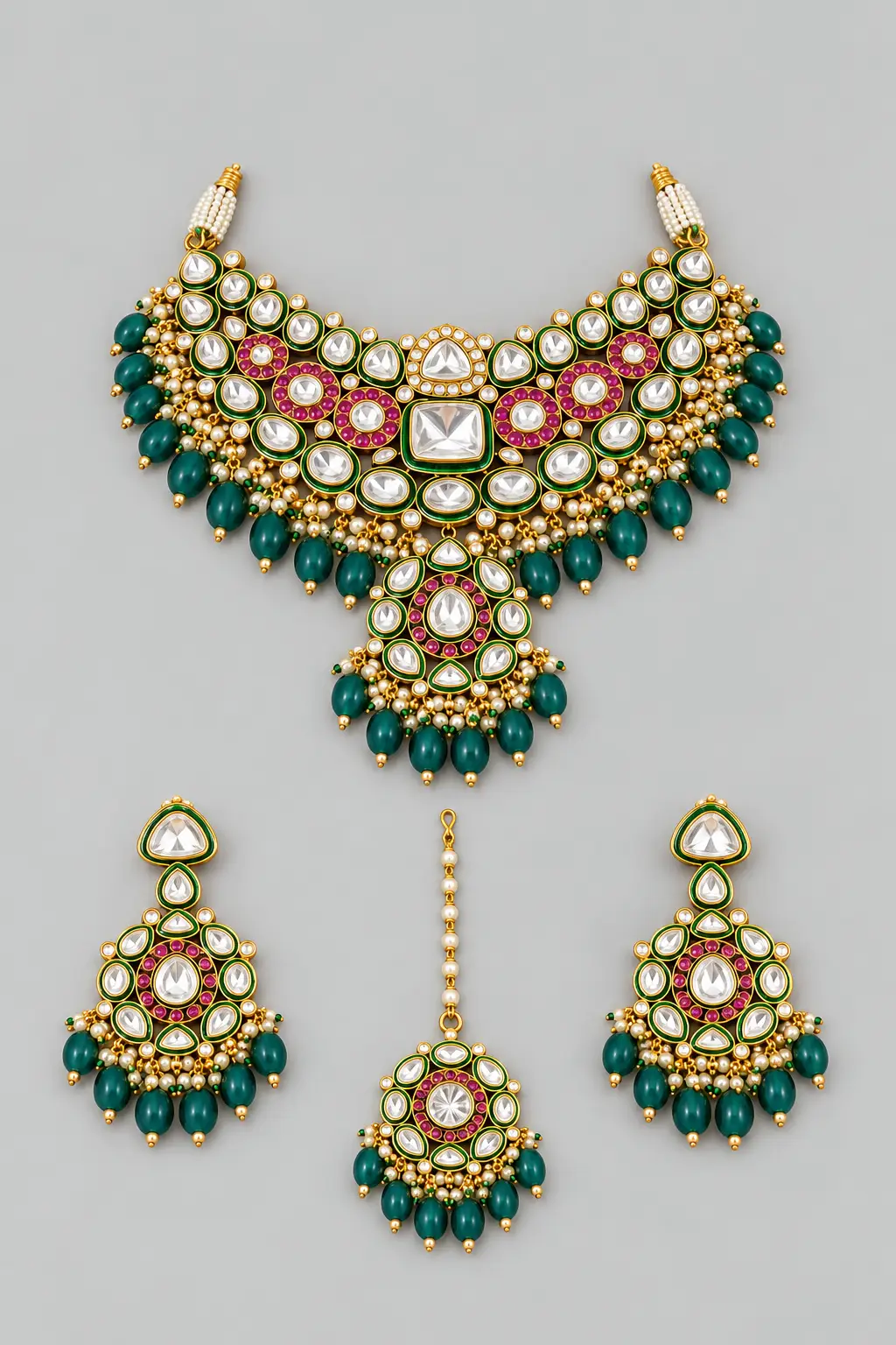 Emerald Kundan Bridal Set