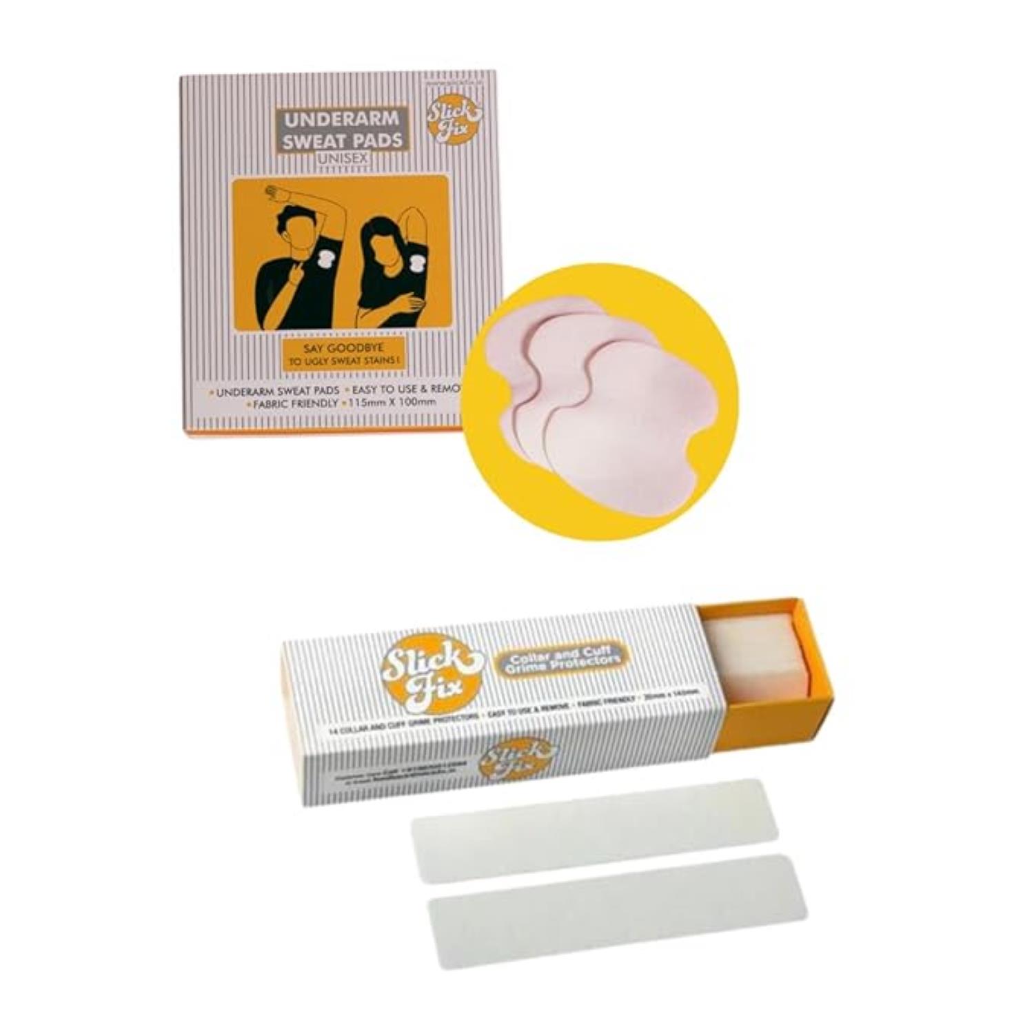 SlickFix Hygiene Pack: Underarm Sweat Pads & Cuff and Collar Protectors Combo