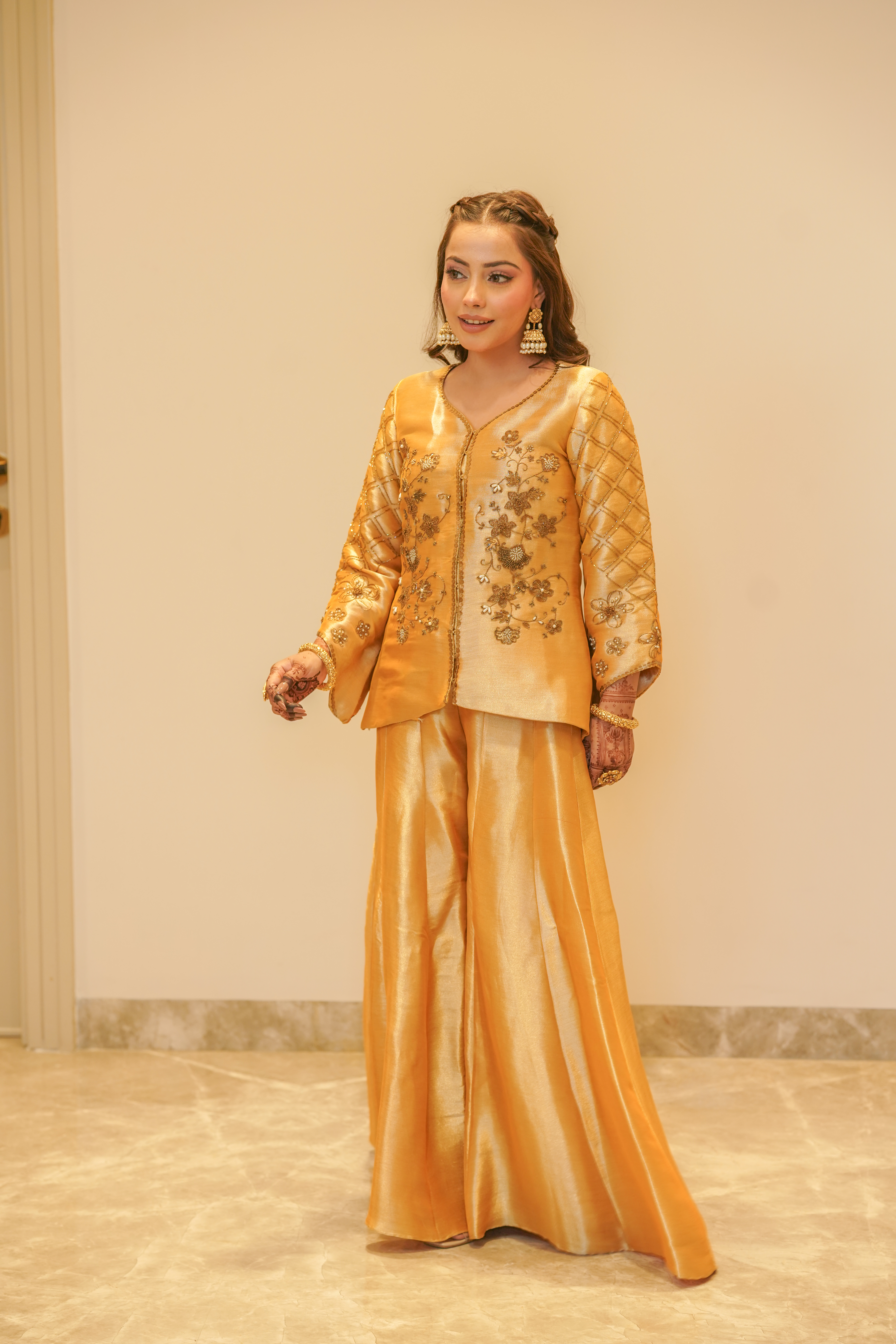 Shimmer Golden Set with Kalidaar Trousers