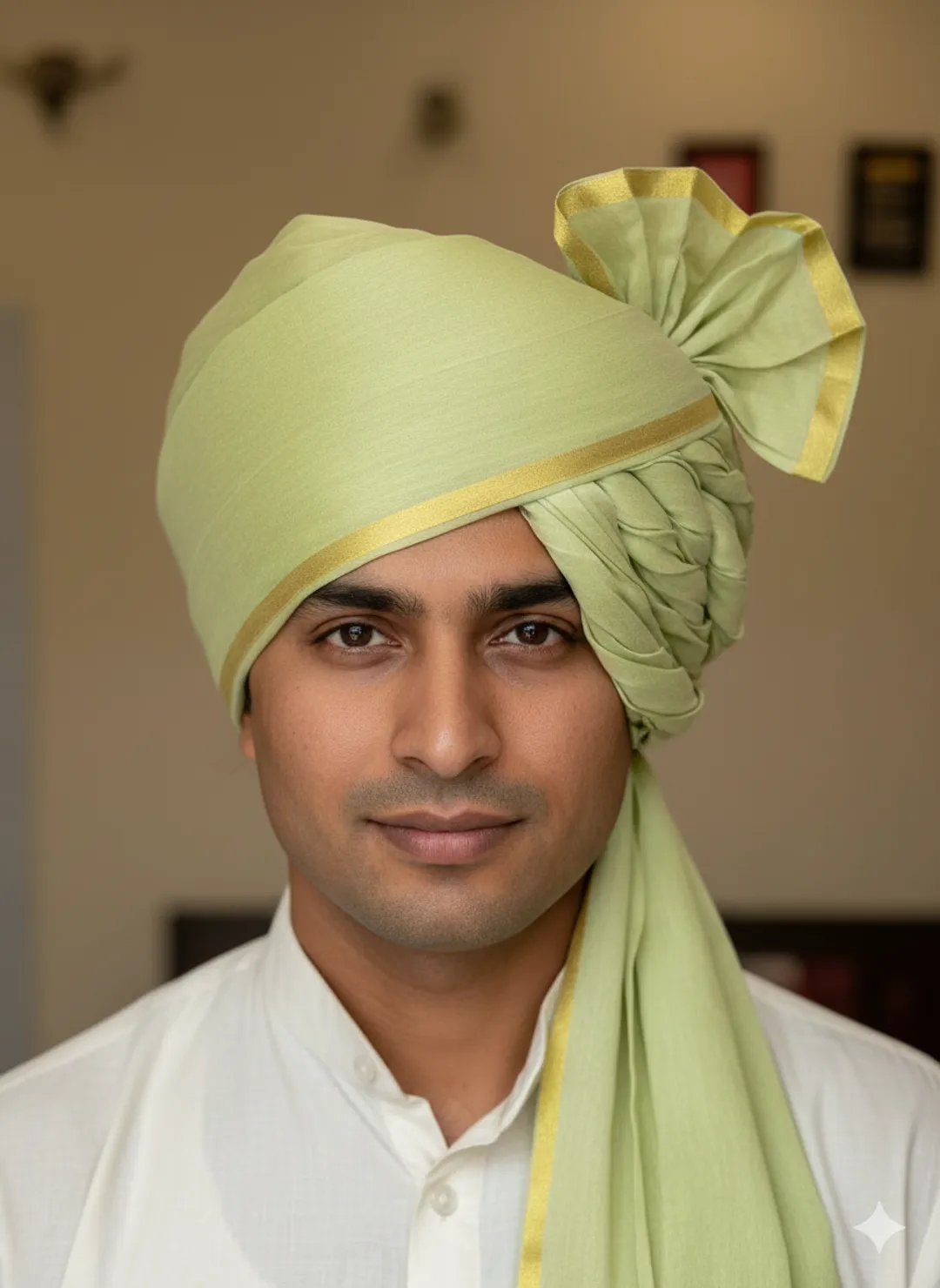Classic Green Organza Turban Safa