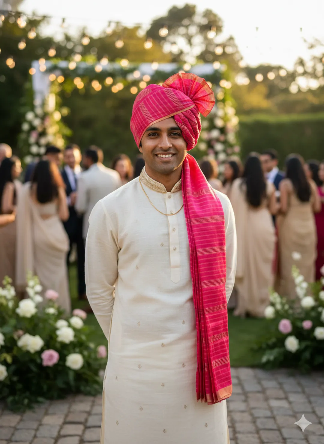 Magenta Silk-Blend Turban Safa