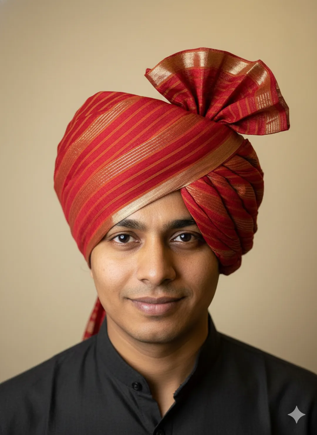 Maroon Silk-Blend Turban Safa