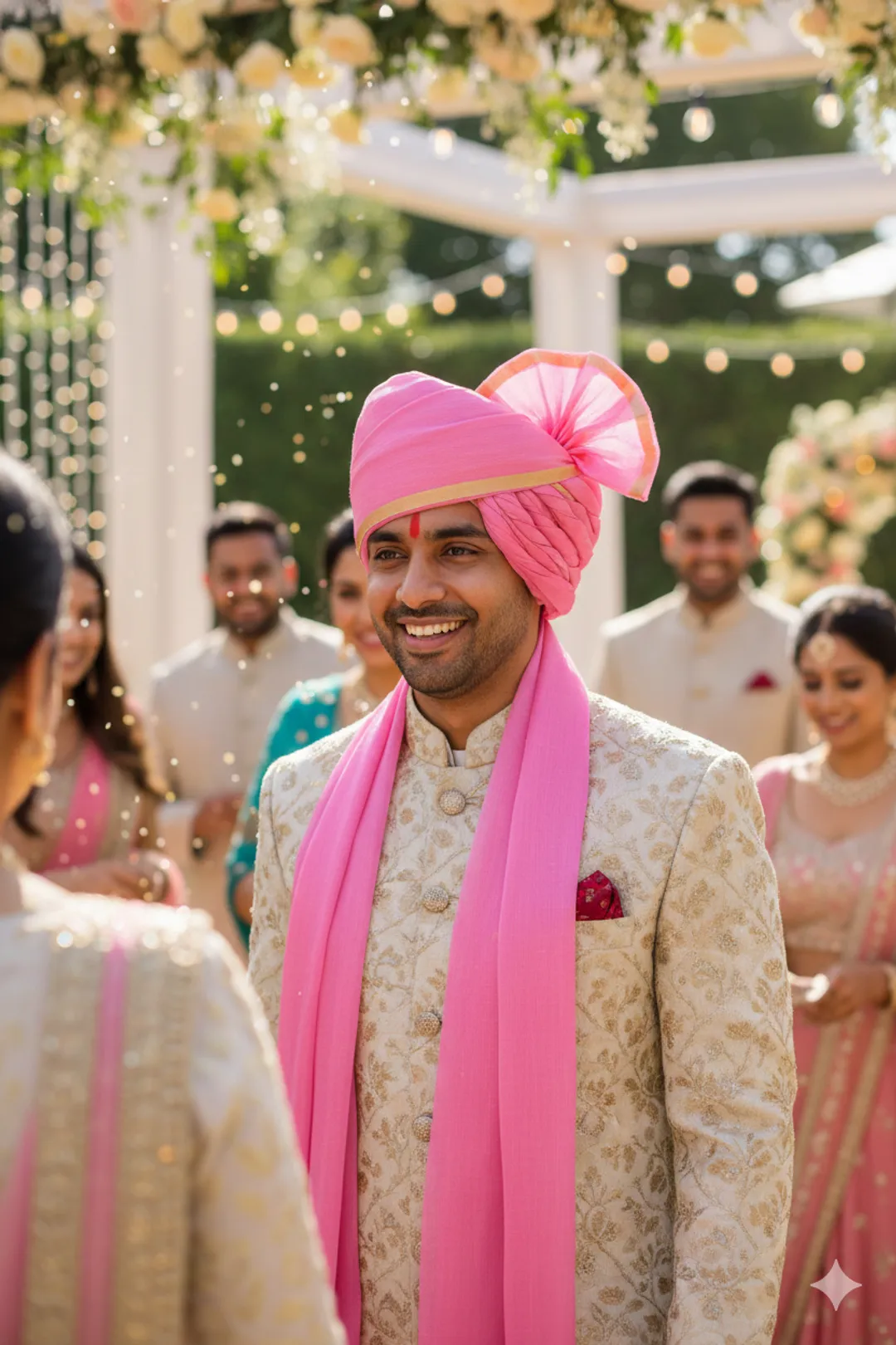 Classic Pink Organza Turban Safa