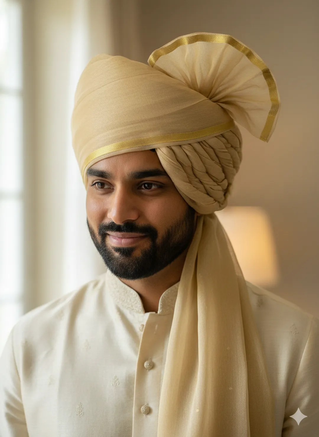 Classic Golden Organza Turban Safa