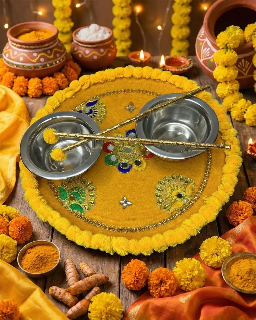 Handcrafted Festive Haldi Platter