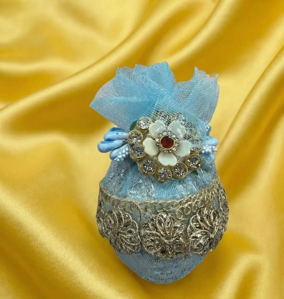 handcrafted Blue Wedding Nariyal