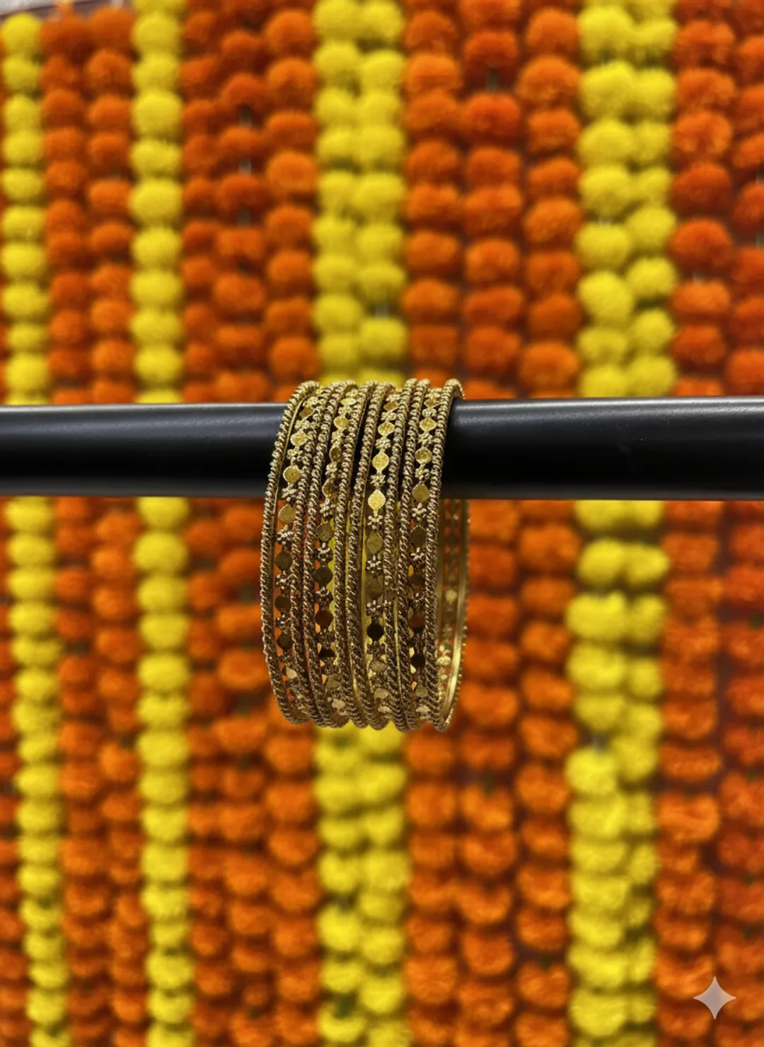 Gold-Finish Coin Design Bangles Set