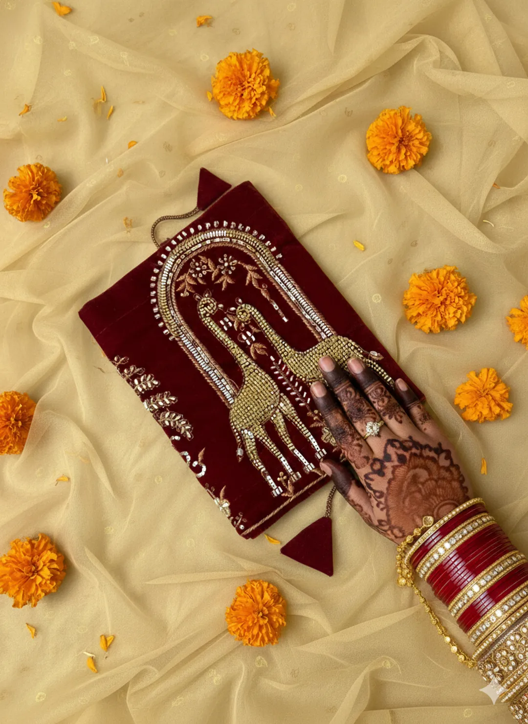 Maroon Zardozi Chooda Cover