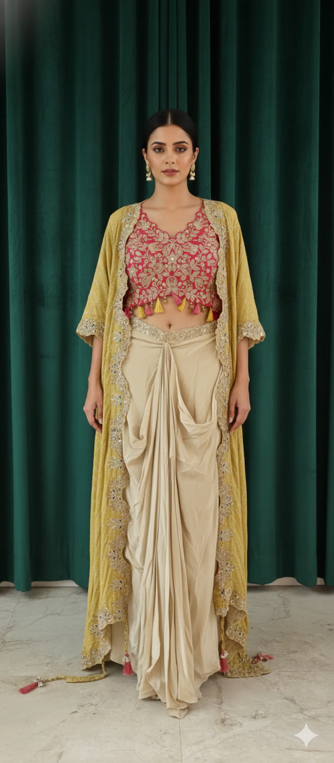 Embroidered Cape Set
