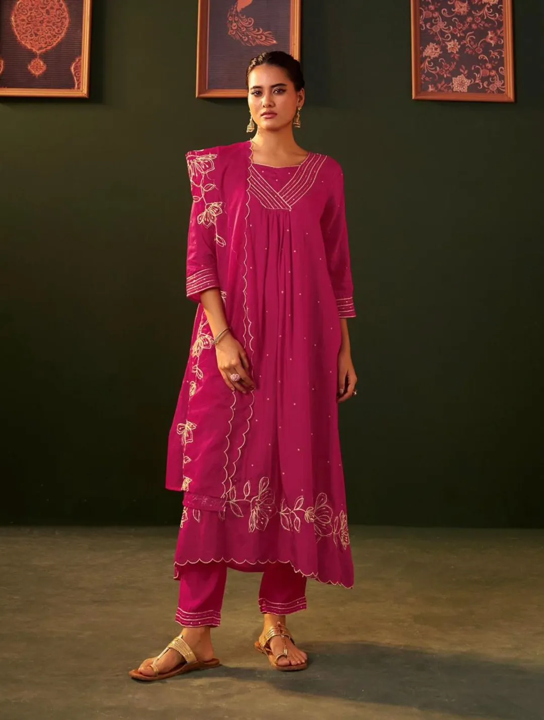 Pink Embroidered Kurta Set