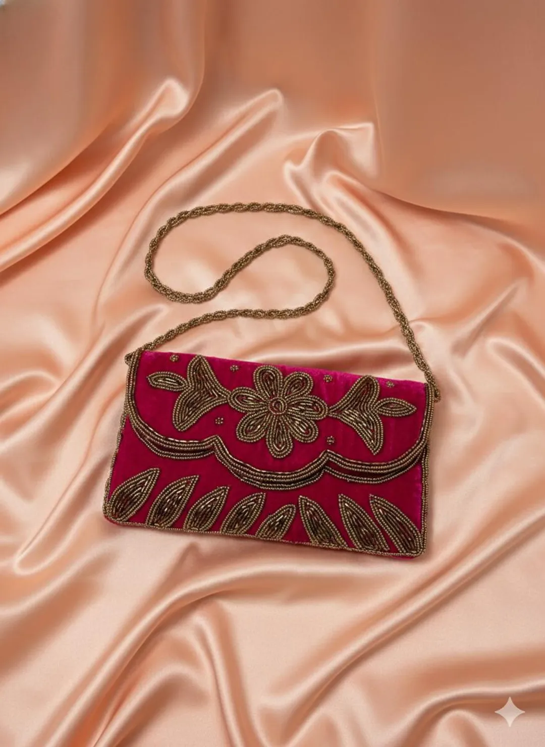 Elegant Pink Embroidered Clutch