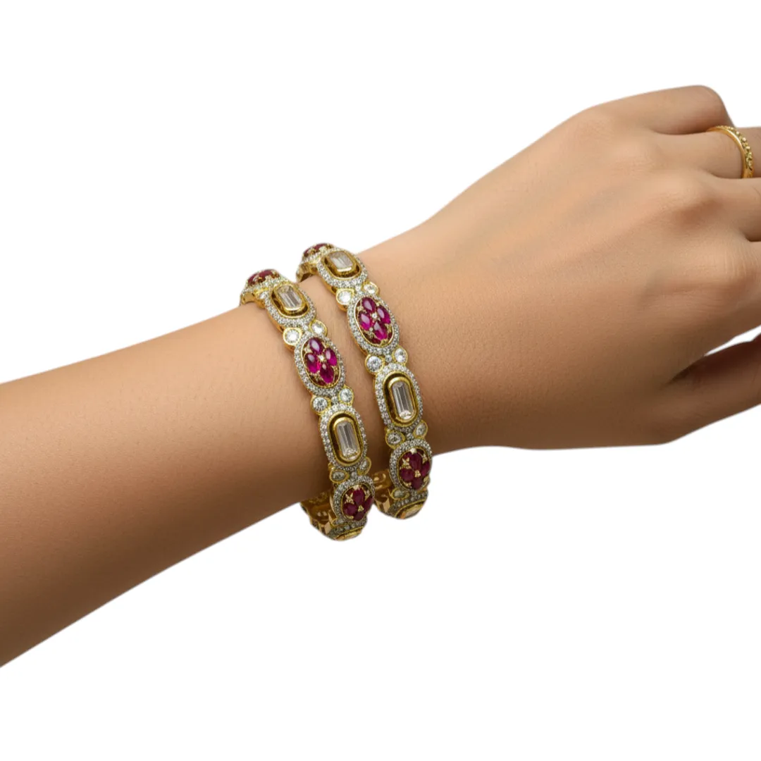 Ruby Polki Statement Bangles