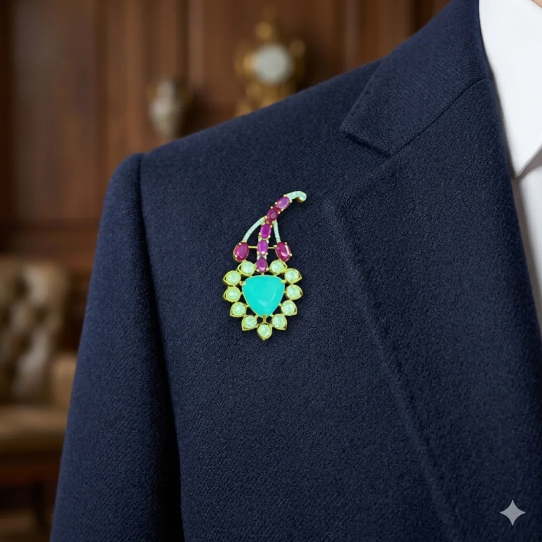 Ruby Floral Brooch
