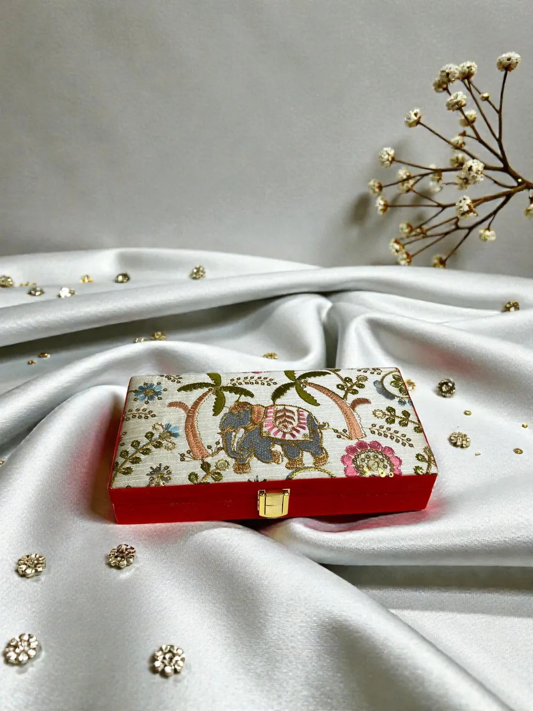 Elephant Embroidered Cash Box