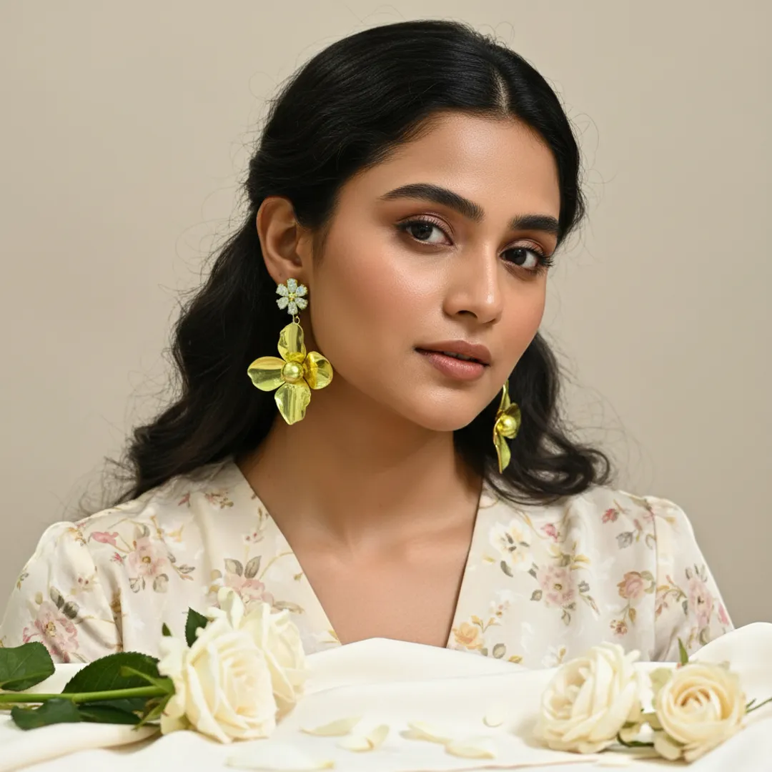 Gilded Petal Sparkle Earrings