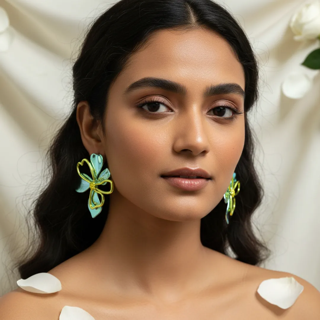 Sculptural Holographic Flower Studs