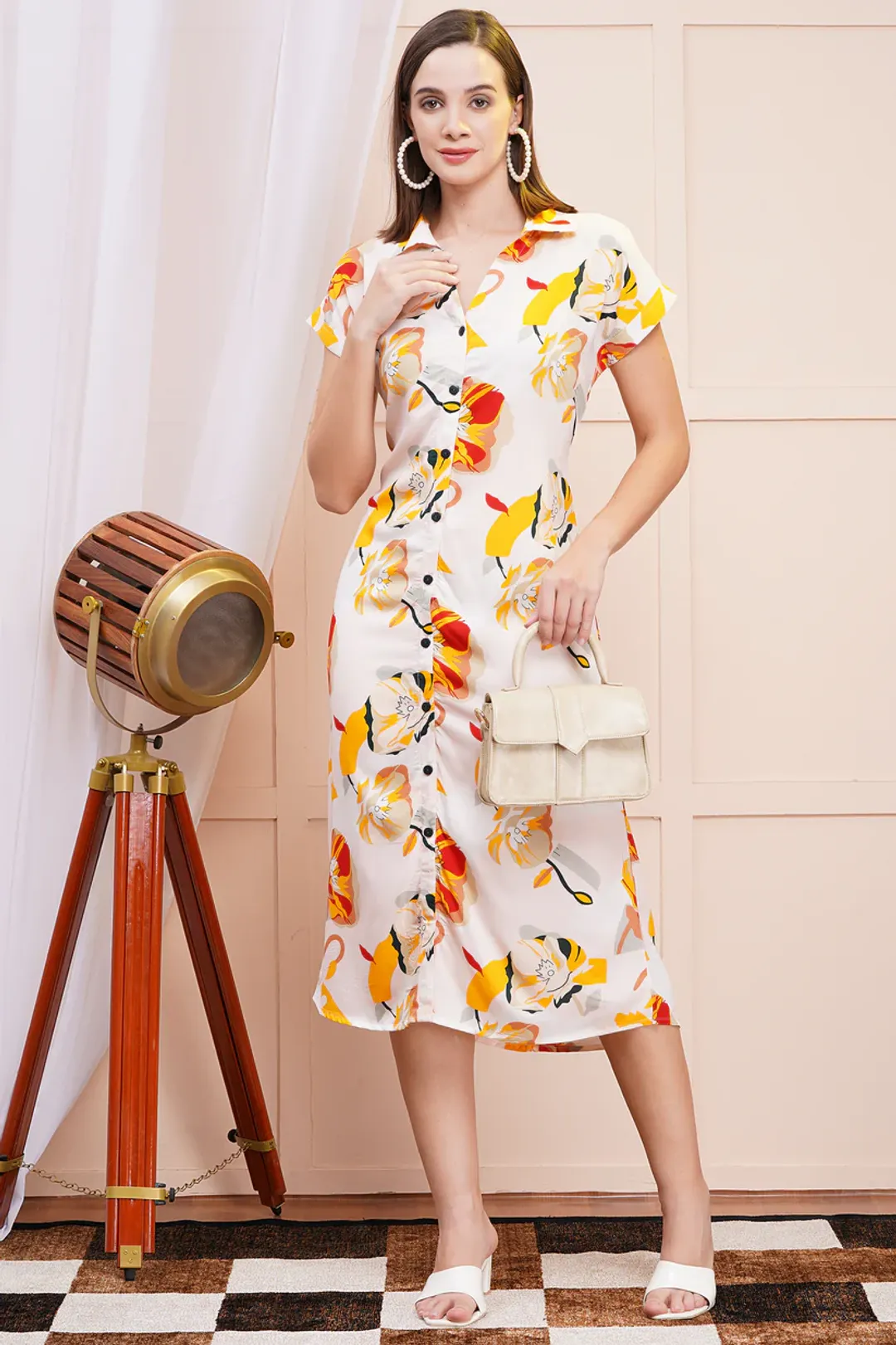 Sunshine Bloom A-Line Shirt Dress